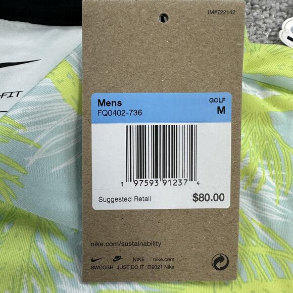 Nike Polo Shirt Mens Medium Dri-FIT Golf Performance Leaf Print FQ402-736 - Picture 5 of 9